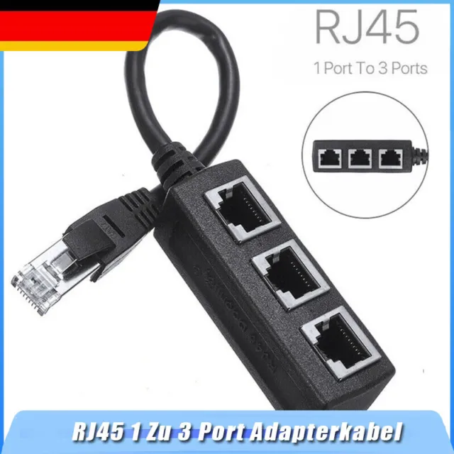 RJ45 LAN Ethernet Netzwerk Verteiler Splitter Cat7 1 Zu 3 Port Adapterkabel DE