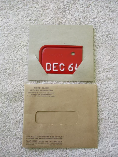 California License Plate Weight tab for DEC 64 w/envelope