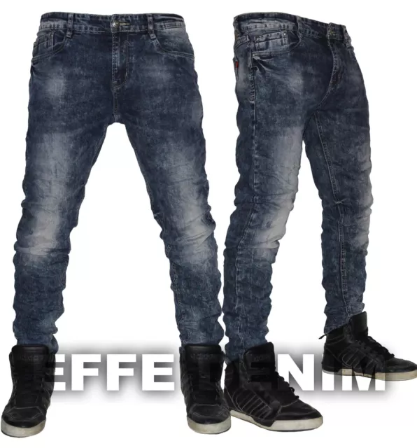 Jeans uomo Denim blu notte slim pantaloni elasticizzati nuovo art 7608