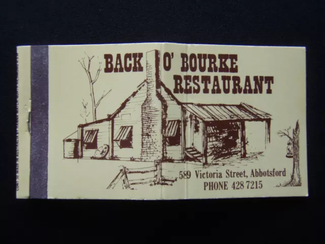 Back O' Bourke Restaurant 589 Victoria St Melbourne Oz Comedy 4287215 Matchbook