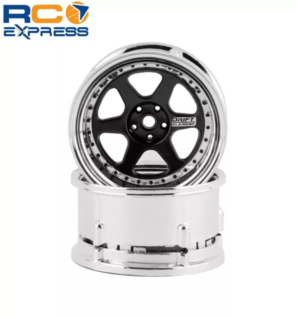 DS Racing Drift Element 6 Spoke Drift Wheels (Black & Chrome) (2) DSC-DE-212