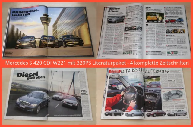 Mercedes S 420 CDI W221 mit 320PS Literaturpaket - 4 komplette Zeitschriften