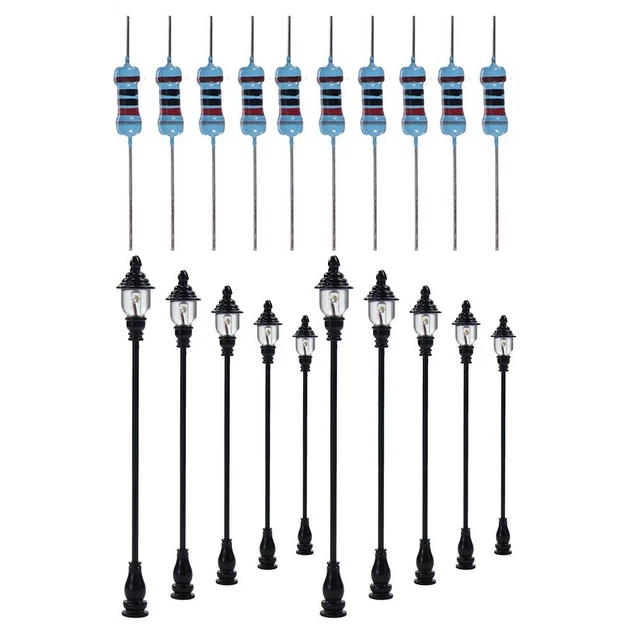 10 X Model Railroad Train OO/HO Scale Lamp Post Led Street Light 8.5cm 1:87