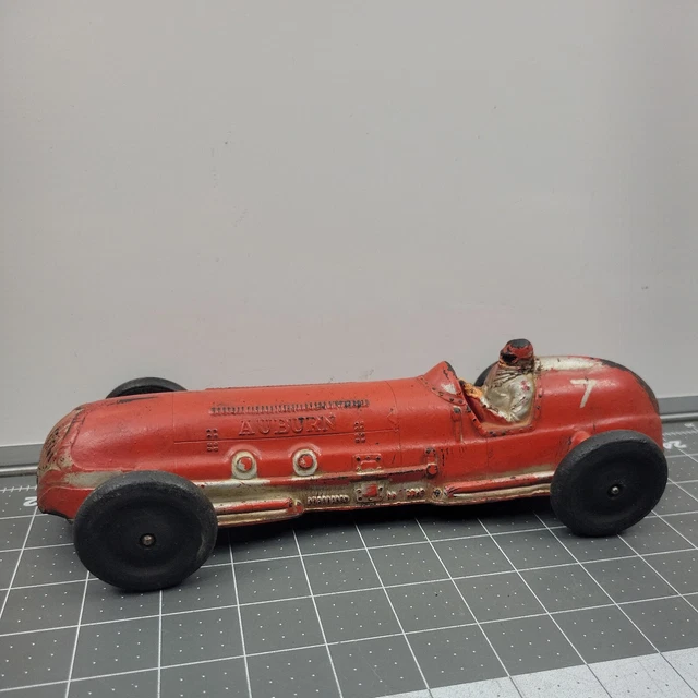 VINTAGE AUBURN RUBBER Red Toy Indy Race Car Made in USA 7 10" 66.00