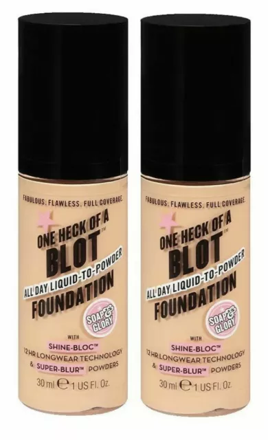 Soap & Glory One Heck of a Blot Foundation (2 x 30 ml) ganztägiger Schatten fair genug