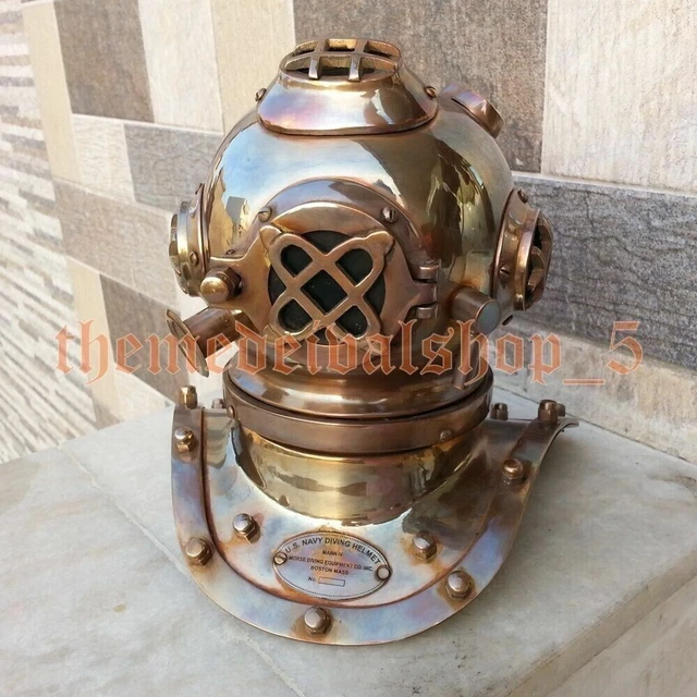 CASQUE DE PLONGÉE Antique Noir US NAVY Mini Diving Divers 8'' Casque