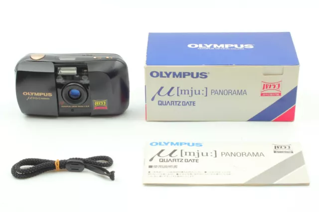 (NEAR MINT In Box) Olympus μ Mju PANORAMA BLACK Point & Shoot Film Camera JAPAN