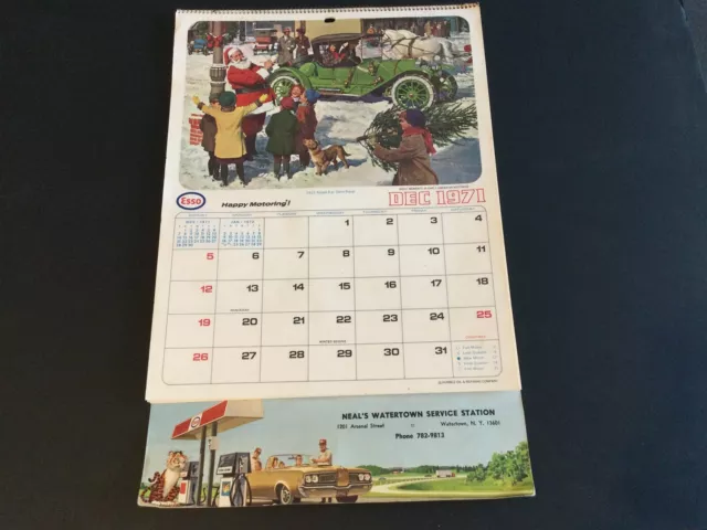 1972 ESSO Calendar Vintage Gas Station Advertising - FAMILY