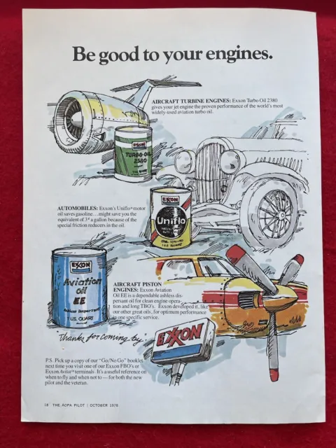 Vintage 1978 Print Ad Exxon Aviation Oil & Services