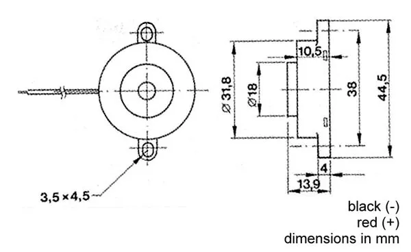 12V Summer, Miniatursummer, Sirene, Piezosummer, 90dB  Dauerton, 12VDC, AS18 2