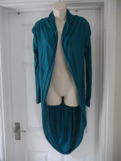 Cardigan verde lungo da donna taglia 10 elasticizzato giada donna nuovo papaya aperto