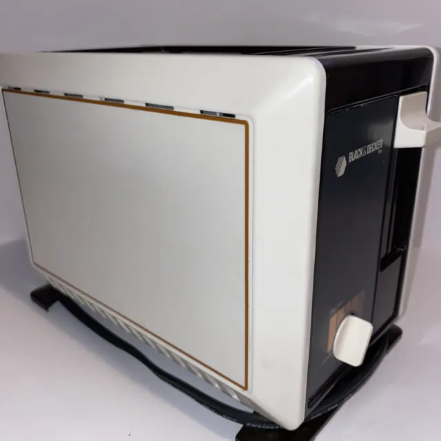 Vintage 1980s Black & Decker 4 slice Toaster Retro T440 Black White Teal