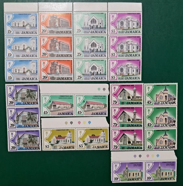 Jamaica mint stamps Christmas 1st- 1980, 2nd-1981 and 3rd -1982 series