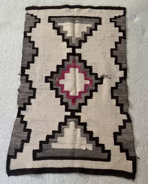 Vintage Early American Native American Small Wool Rug Blanket