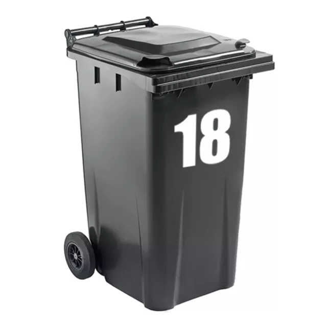 2 x House Number Vinyl Stickers Decals for Wheelie White Bin Home Recycling Bins
