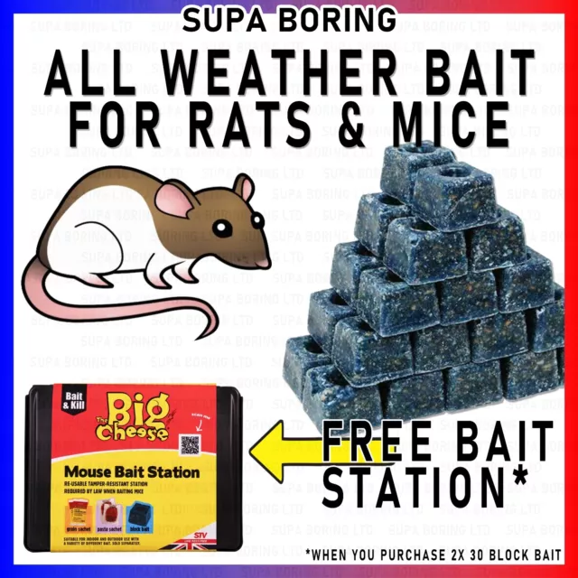 Rat Mouse Block Bait All-Weather Rat Poison Mice Rodent Killer Maximum Strength