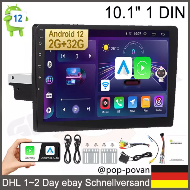 10.1 Zoll Android 12 Autoradio Carplay GPS Navi WIFI DSP 2+32GB Single 1 DIN