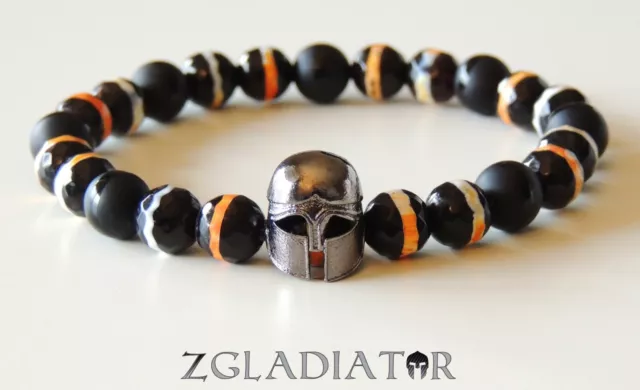 Men Women Gunmetal Ironman Helmet OneLine Retro Black Stretch Fashion Bracelet