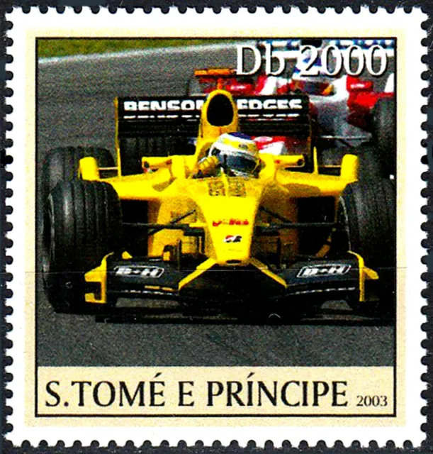 Sao Tome Principe MNH Formel 1 Auto Rennwagen Jordan Honda Japan Frentzen / 35