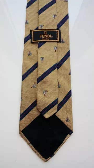 Cravatta FENDI roma Vintage '80 TIE pura seta 100% silk MADE ITALY new HANDMADE