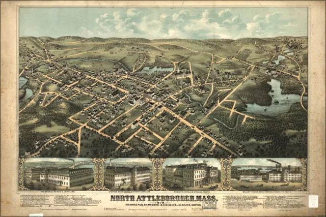 Poster, Many Sizes; Map Of North Attleborough, Massachusetts 1878