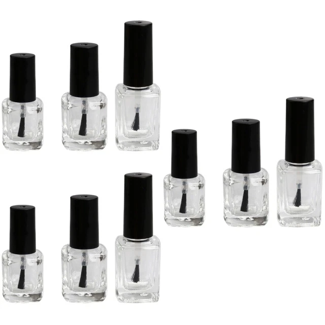 18 piezas / paquete 5ml 10 ml 15 ml botella de esmalte de uñas vacío con cepillo interior