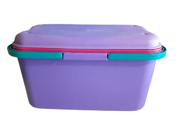 Papelera organizadora de almacenamiento de costura vintage años 90 púrpura rosa águila artesanal 20