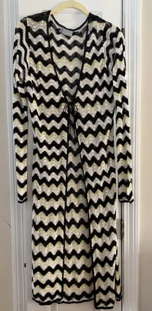 Missoni Long Duster Cardigan Zig Zag Tie Front Women’s Size 10