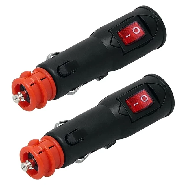 2 PEZZI Adattatore Collegamento 12V Spina Auto con Fusibile e Interruttore 20Mm I7S7