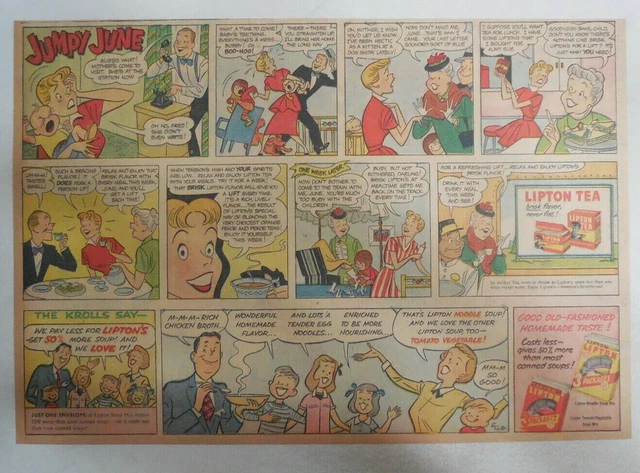 Lipton Tea Ad: "Jumping June" from 1930's-1940's 11 x 15 inches