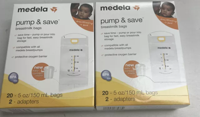 Medela Pump and Save Breast Milk Storage Bags  20 ct/Lot Of 2