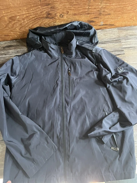 Tumi Tech  Black Car Coat Rain Travel Work Jacket Sz XL  C66