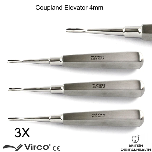 3X Dentaire Dent Racine Elévateurs Coupland Chirurgical Oral Taille 4mm