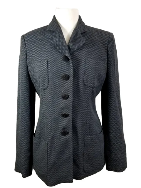 Giorgio Armani Womens Blazer Le Collezioni Vintage Grey Wool Herringbone Size 6