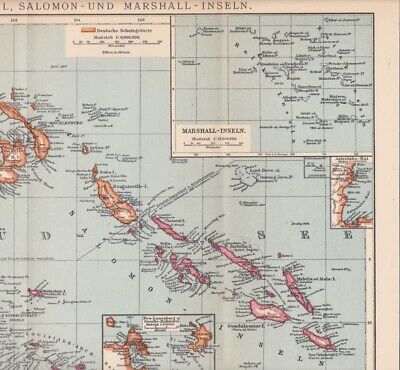 Kaiser-Wilhelms-Land Bismarck-Archipel LANDKARTE 1907 Marshall-Inseln Kolonien 3