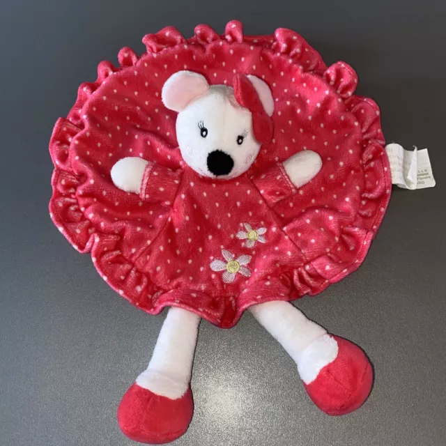 Doudou Souris blanche rond rose fleur marguerite Pat et Ripaton La Halle
