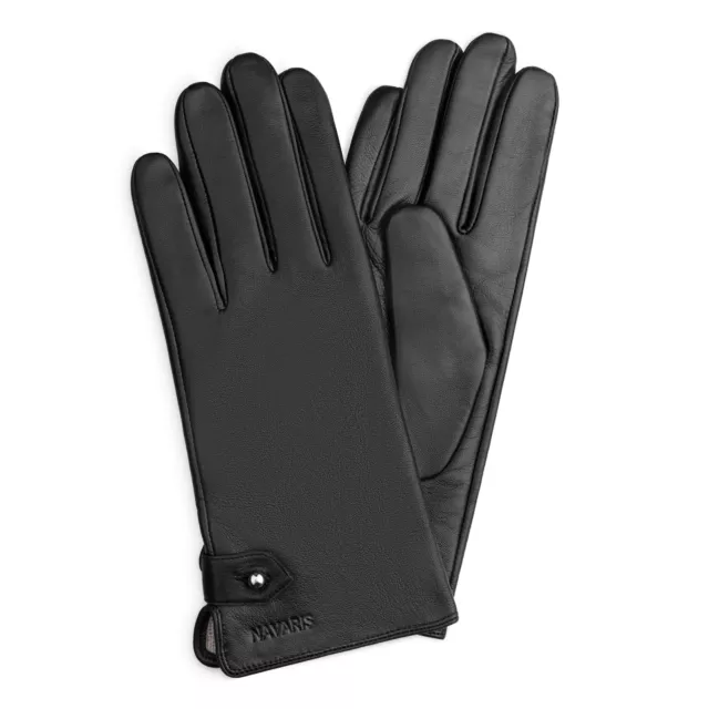 Gant tactile femme S-M-L - Paire de gants en cuir agneau avec doublure cachemire