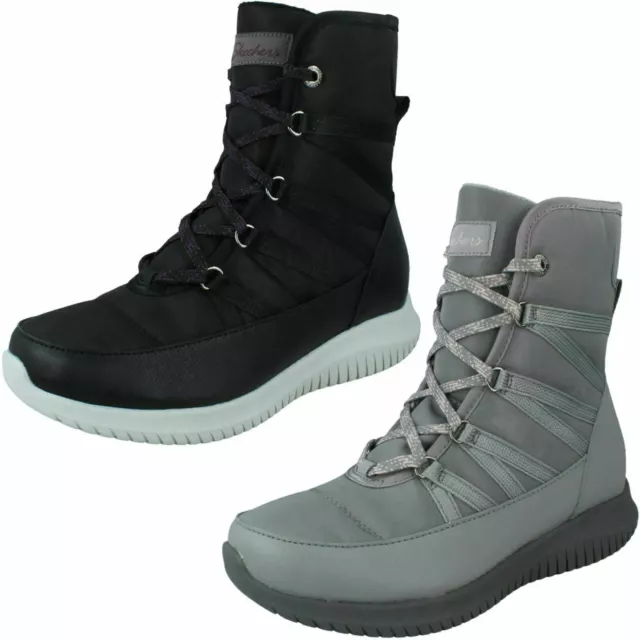 Femmes SKECHERS Noir ou Gris Ultra Flexible Bottes Tailles UK 4- 8 : Froid