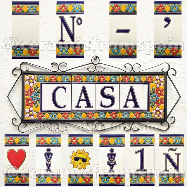 Letras/números en azulejo de cerámica - Ceramic tile letters/numbers - SEVILLA