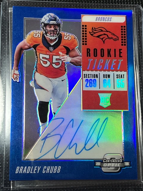 2018 Panini Contenders Optic Bradley Chubb Blue Rookie Ticket Auto /25 #104