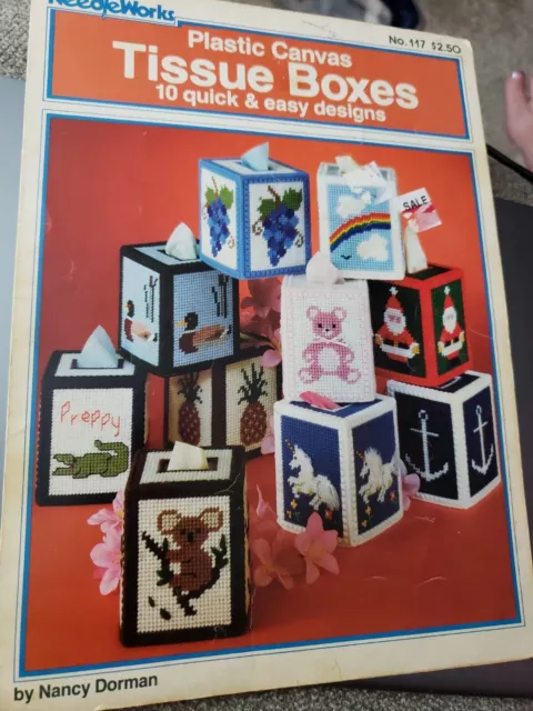 Vintage Columbia Minerva Tissue Boxes Plastic Canvas Pattern Book 117