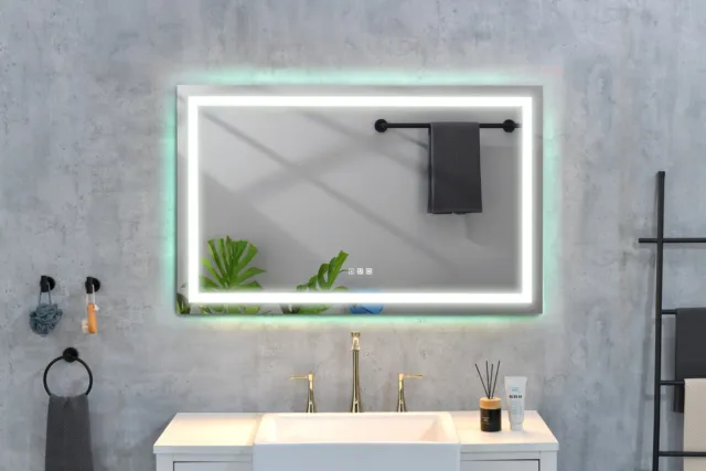 48*36 LED Lighted Bathroom Wall Mounted Mirror with High Lumen+Anti-Fog