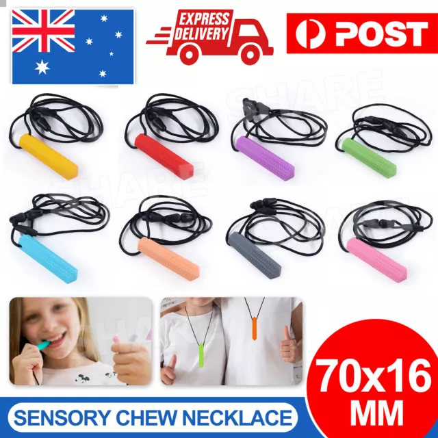 Sensory Chew Necklace Biting Teething Autism ADHD Kids Chewy Stock Baby AU STOCK