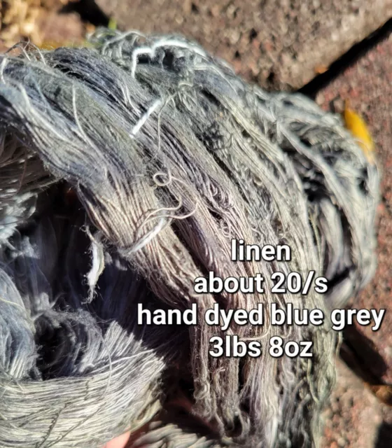 Yarn 20/s 100% linen hand dyed greenish blue gray. 3lbs 8oz oz