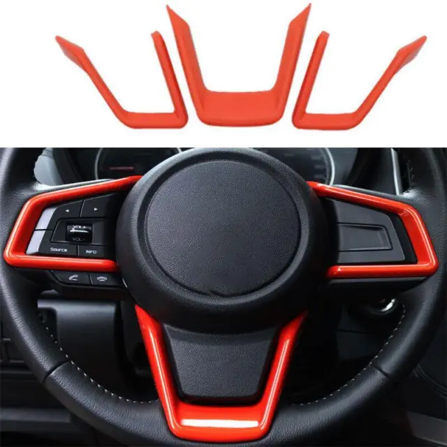 For Subaru Outback 2021-2023 Bright Orange Steering Wheel Switch Cover Trim 3PCS