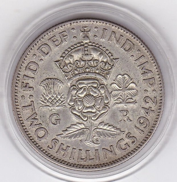 Sharp  1942   King  George  VI   Florin  (2/-) -  Silver  Coin