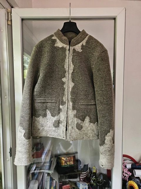 Veste Longue Bleu Jean Imprimé Marithé Et François Girbaud — Taille 38 — Occasion Très Bon état