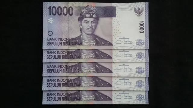 INDONESIA 10000 Rupiah 2015 x 5 P150g? - run of 5 UNC Banknotes