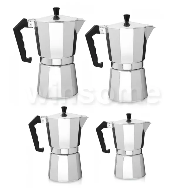 Espresso Stove Top Coffee Maker 3/6/9/12 Cups Aluminium Percolator Moka Pot