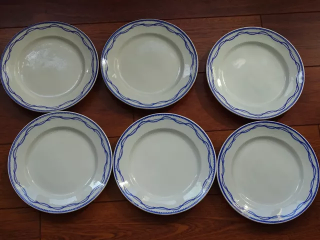 TOURNAI 6 ANCIENNES ASSIETTES PLATES EN PORCELAINE époque 19 eme 24,5 cm